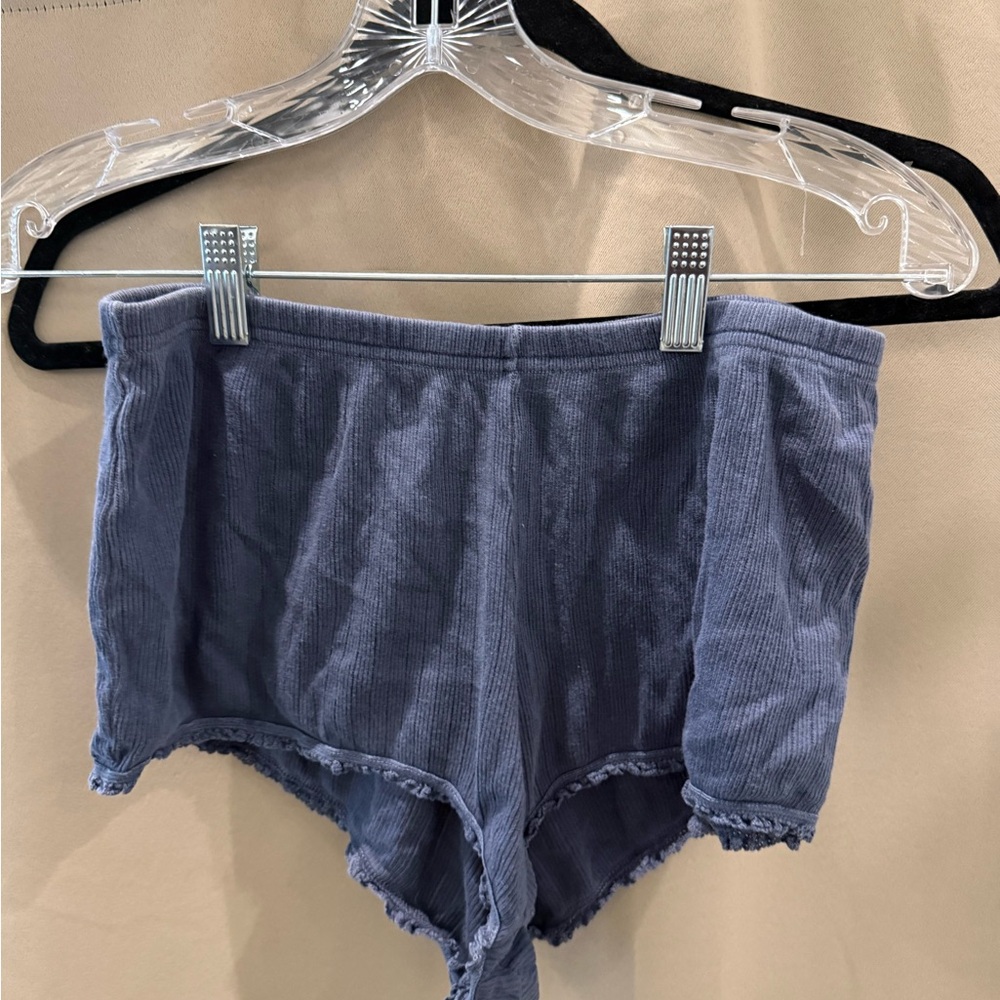 Brandy Melville Navy Ribbed High-Waist Lounge Shorts
